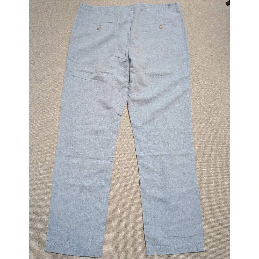 Jos. A. Bank RESERVE Mens Pants Blue 38x32 Linen Blend Relaxed Cotton Drawstring
